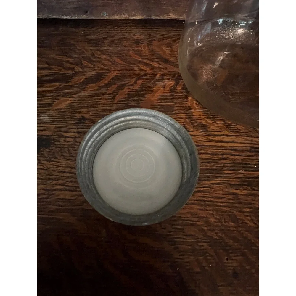Vintage Crisco Ball Glass Jar with Zinc Lid and Milk Glass Liner Embossed 6 inch